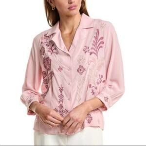 NWT Johnny Was Janine Favorite Button Up Silk Shirt Sz M